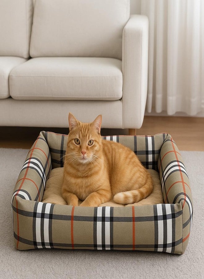 Schmick Dog Cat Pet Bed, Medium Size, Soft Cushioned Interior with Classic Check Design (Medium) - Image 4
